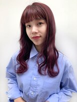 シー バイ ロンド 新宿(Sea by Lond)&nbsp;大人かわいいロングフリンジウェーブとピンクバイオレットカラー