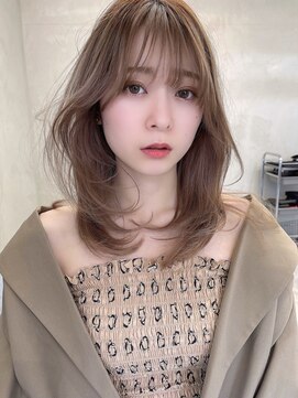 ノク 渋谷(nok) 内巻きストレート_黒髪小顔オリーブグレーココアベージュ