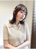 小顔前髪顔周りレイヤー×グレージュカラー デザインカラー