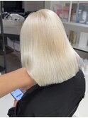 10436ブロンドホワイトアッシュウルフレイヤーロングストレート