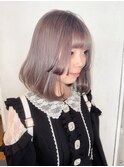 【諒】ケアブリーチグレージュカラーハイトーン姫カットボブ前髪