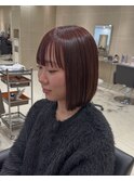 切りっぱなしボブ＋オレンジブラウン