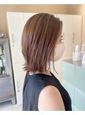 切りっぱなしボブ　タッセルボブ　ブリーチ無しカラー　髪質改善