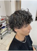 波巻きパーマ×メッシュ