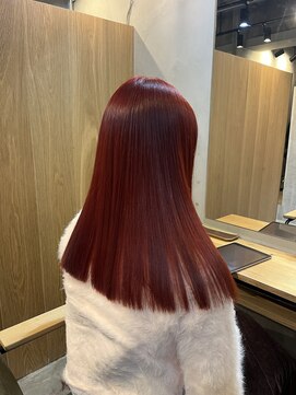ソウス ユアン(SOURCE yuan) 切りっぱなしロングレッドカラー