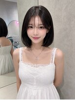 シー バイ ロンド 新宿(Sea by Lond)&nbsp;ワンホンレイヤ ー×ダークブルー[デジタルパーマ/ボブ/韓国]