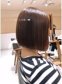 マロンベージュ Aラインボブドレスヘアかきあげロング