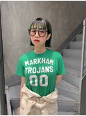 bibito ボブ　デザインカラー　緑　毛先カラー