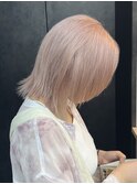 【GEEKS渋谷】ホワイトピンク/ウルフカット/顔周りレイヤー