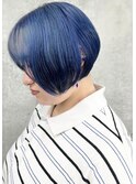 *かわいい愛されブルーカラー寒色系カラー前髪あり30代40代1