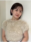 切りっぱなしボブ　ミニボブ　耳かけボブ　ぷつっとボブ　暖色