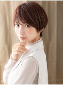 ナチュラルブラウン小顔丸みショートマッシュY北浦和30代40代