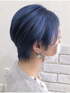 プログレス フレスポ富沢店(PROGRESS) 『navy blue』デザインカラー×ブリーチデザイン