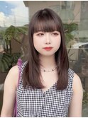 レイヤーカット ナチュラルベージュ系 アッシュベージュ