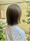 切りっぱなしボブ/ベルボブ/グレージュ/ブリーチなし/うる艶髪