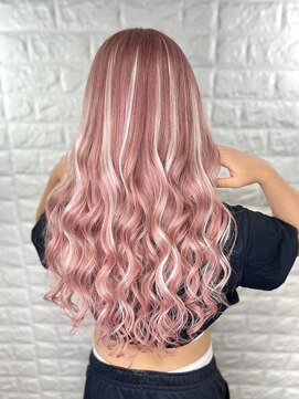 イエローコーン 横浜店(YELLOW CORN) ペールピンクハイライト【ケアブリーチ/Wカラー/エクステ】