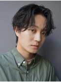 ツイストスパイラルパーマセンターパートシャドウパーマ緩め30代