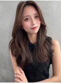 波巻き/小顔/似合わせカット/フェミニンロング/黒髪/ネビージュ