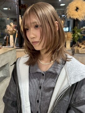 ネハス(nehus.) くびれヘア/アプリコットオレンジ/ハイライトカラー/ブリーチ