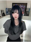 シャギーカット/シャギーレイヤー/ネイビーカラー