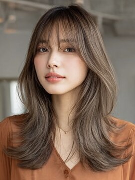 ダル 渋谷/表参道(DAL.) 顔周りカットハッシュカットダークブラウンワンホンレイヤー韓国