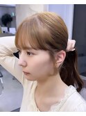 オリーブベージュ/レイヤーカット/顔周りレイヤー/シースルー