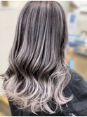 【バレイヤージュ×パープルホワイト】