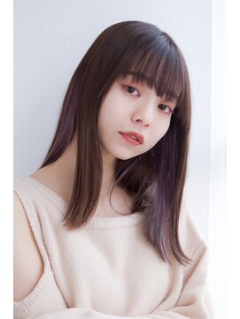 ムオン 大橋(muon) 艶髪ストレート×バイオレットインナーカラー