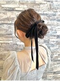 ベロアリボン×シニヨン