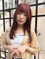 ピークアブー アヴェダ アトレ恵比寿(PEEK-A-BOO AVEDA)&nbsp;姫カットレイヤーウルフミディアム　ぱっつん前髪カシスオレンジ