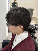 メンズカットパーマセンターパートニュアンスパーマフェザー