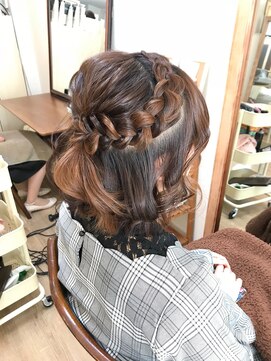 ロカット サロン(Roquat Salon) 編み込みボブハーフアップアレンジ【ヘアアレンジ 立川 浴衣】