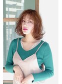 ペールベージュセクションカラーグラデーションカラー外ハネボブ