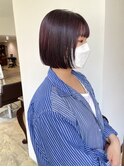 切りっぱなしボブ ラベンダーカラー 担当渡辺聖
