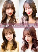 マスク美人マスクヘア韓国ヘア前髪春カラーくすみブルー大人美人