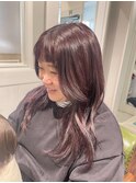 ピンクブラウン/切りっぱなしボブ/エアリーロング/美髪