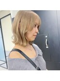ミルクティーボブハイトーンボブケアブリーチダブルカラー