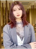 レイヤーカット／レッドブラウン