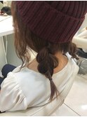 ニット帽ヘアアレンジ