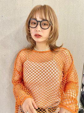 ジーナリア(Xena ria) 姫カットレイヤー/韓国風巻き/くすみベージュ/名駅★98