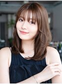 ☆フェミニンロング大人かわいいぱっつん前髪レイヤーカット小顔