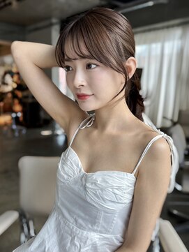 エインアンリー 明治神宮前(AIN.ANLY.) アプリコットオレンジベージュシースルーぱっつん前髪