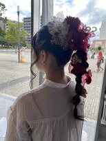 コワファースト 大分(COIFF1RST)&nbsp;成人式/編みおろしスタイル/りぼん/ポニーテール