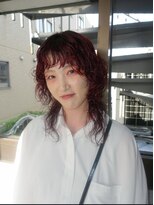 ワンインチ(1 inch)&nbsp;パーマ/レッドカラー/前髪パーマ/ウルフパーマ