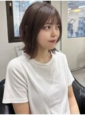 ぱつっとボブ　レイヤー　ベージュカラー　博多美容室