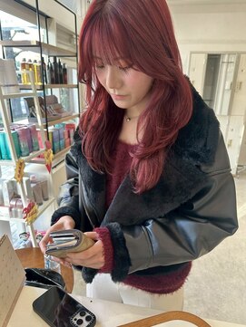 透明感うるツヤバーガンディダブルカラーハッシュカット20代30代