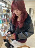 透明感うるツヤバーガンディダブルカラーハッシュカット20代30代