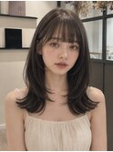 大人美人艶カラー小顔カット透明感ロング