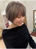 20代30代おすすめショート/丸みショートボブ/ダブルカラー
