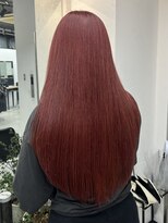 ブリーチなしダブルカラー×チェリーレッド×レイヤーカット